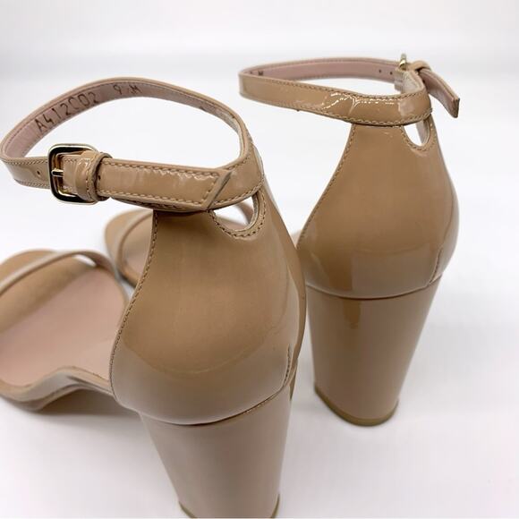 STUART WEITZMAN Nudist 75 Block Heel Sandal Patent Nude 9.5 - Picture 10 of 12